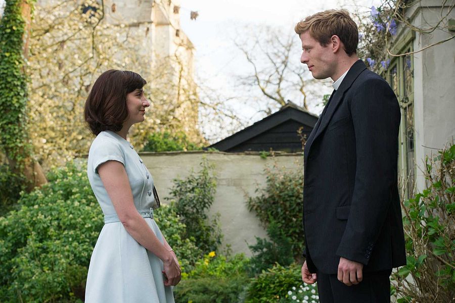 Morven Christie y James Norton como Amanda Kendall y Sidney Chambers en 'Grantchester'