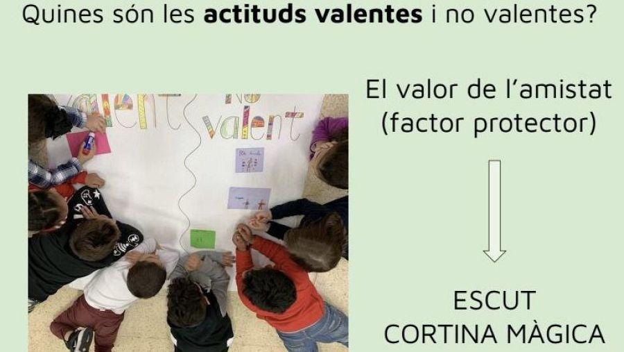 Diapositiva de una presentación de un centro escolar sobre la cortina mágica.