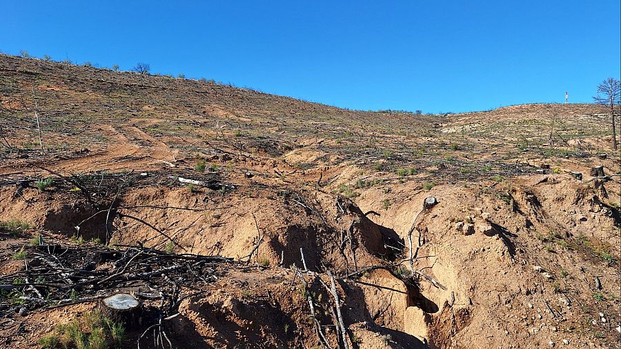 Erosión tras el incendio en Venta del Moro, Valencia, en 2021