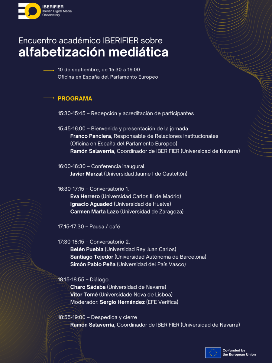 Encuentro académico sobre alfabetización mediática el 10 de septiembre, de 15:30 a 19:00. Programa con conferencias, conversatorios y un diálogo entre expertos.
