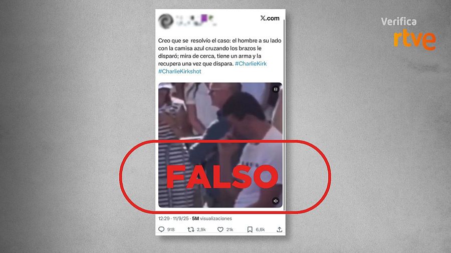 Mensaje de X que acusa falsamente al hombre junto a Kirk de ser su asesino