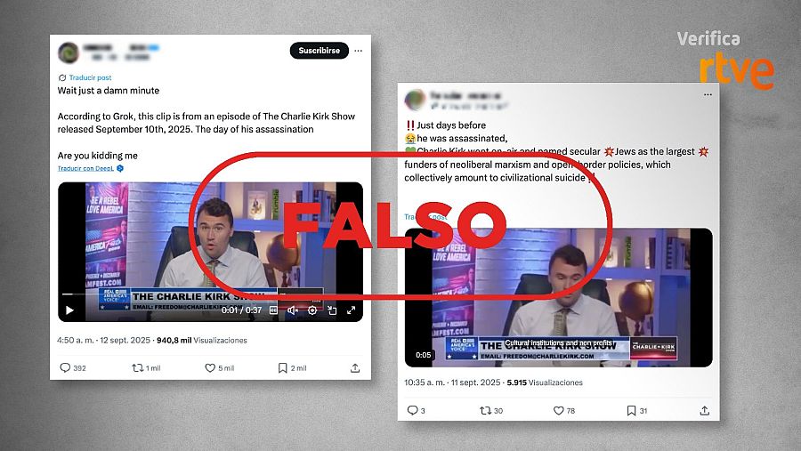 Mensaje que difunde un vídeo de Charlie Kirk de 2023 como si fuera actual