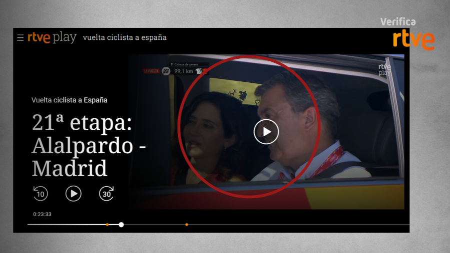 Fotograma real de la emisión de la Vuelta en el que no aparecen los banderines de Israel