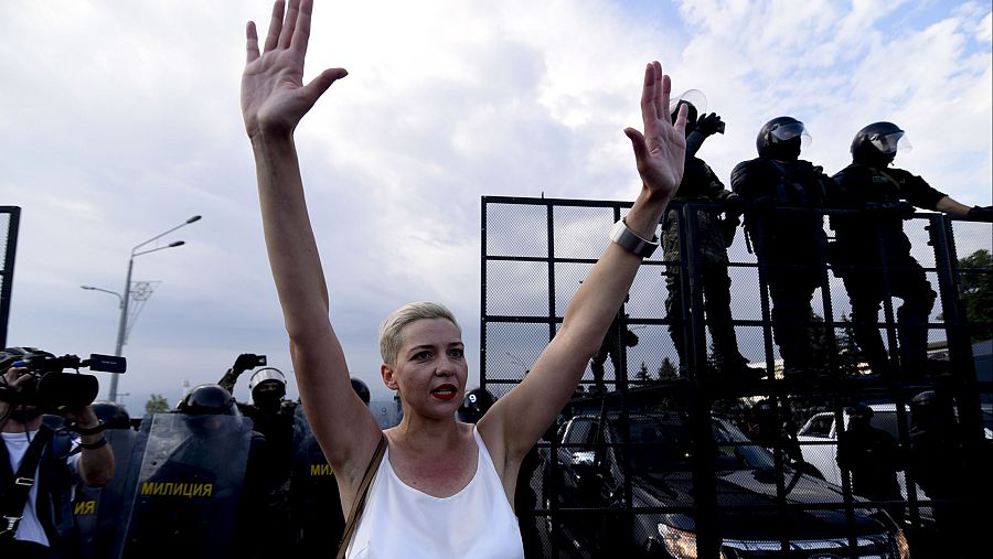 Imagen de archivo de María Kolesnikova durante una protesta