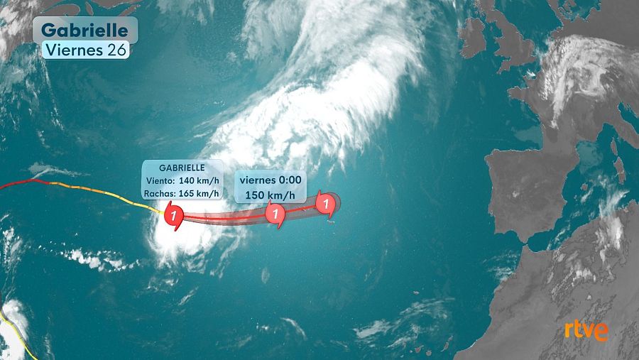 El huracán Gabrielle podría impactar sobre el archipiélago de las Azores el viernes 26 de septiembre.
