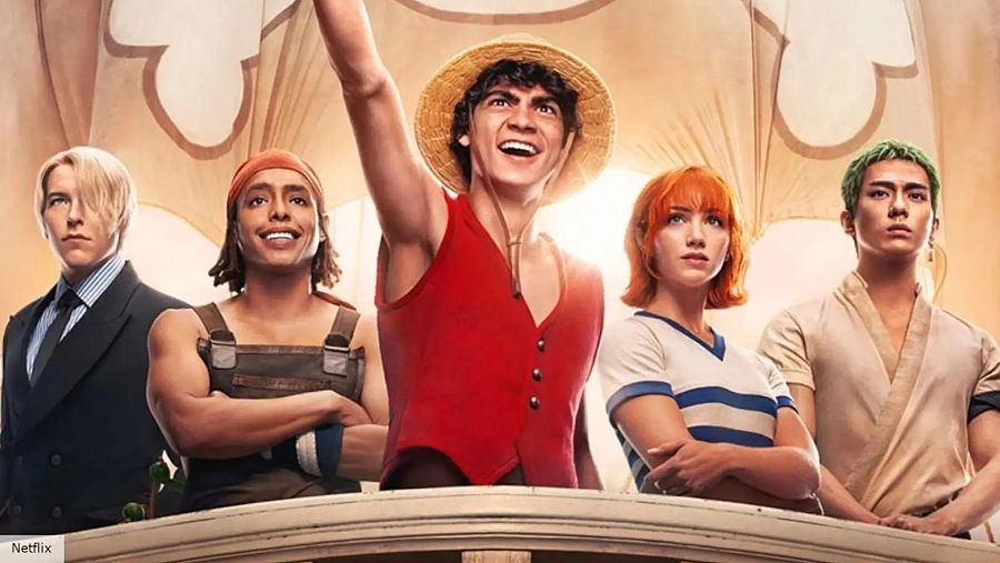 Cinco actores caracterizados como los protagonistas de 