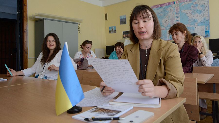 Asistentes al XIII Congreso de hispanistas de Ucrania durante una de las mesas de trabajo