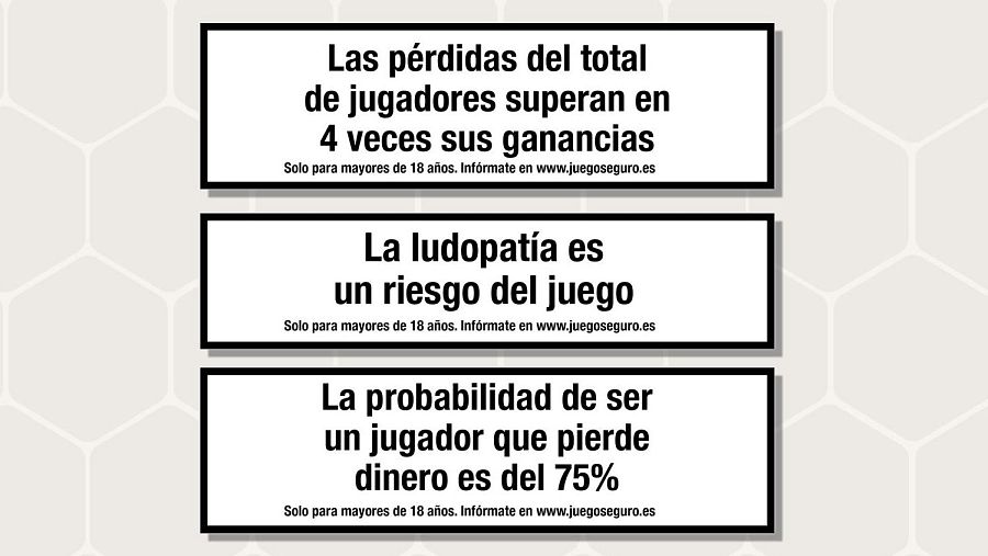 Los carteles que aparecerán en los portales de apuestas online.