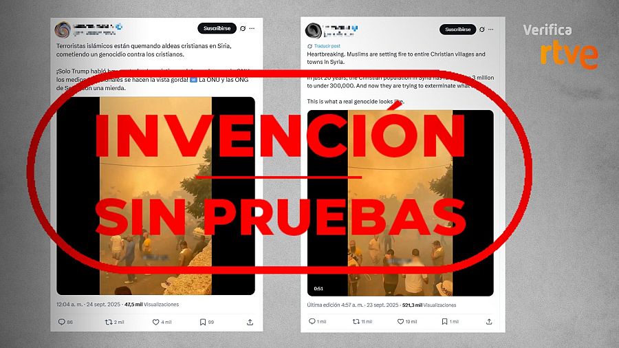 Mensajes que relacionan sin pruebas los incendios forestales en Siria con la persecución a cristianos