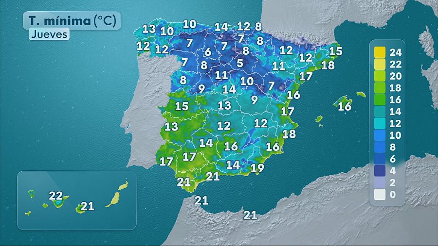 Temperaturas mínimas jueves 2