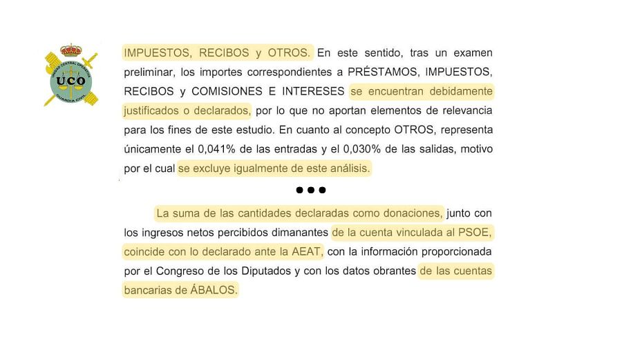 Fragmento del informe de la UCO