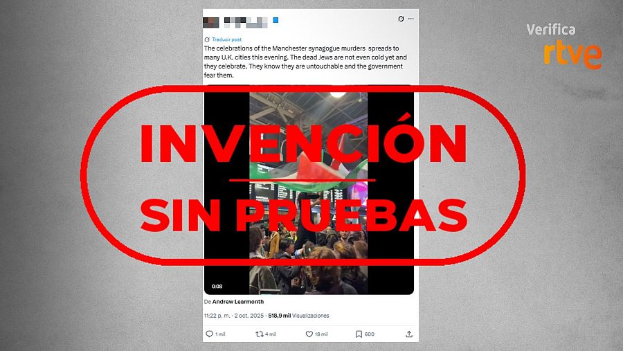 Publicación de X que relaciona sin pruebas esta manifestación con el atentado de Mánchester
