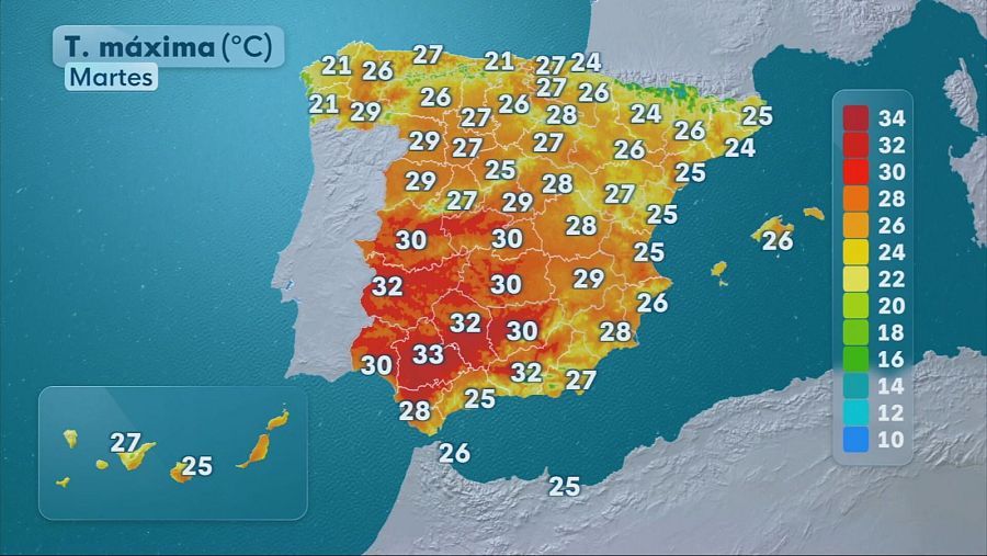 Previsión del tiempo para este martes