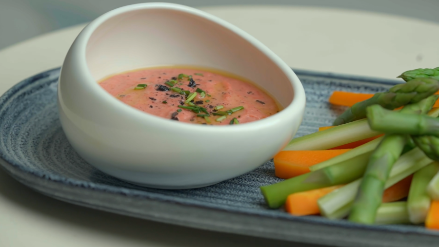 Hummus de remolatxa amb crudités