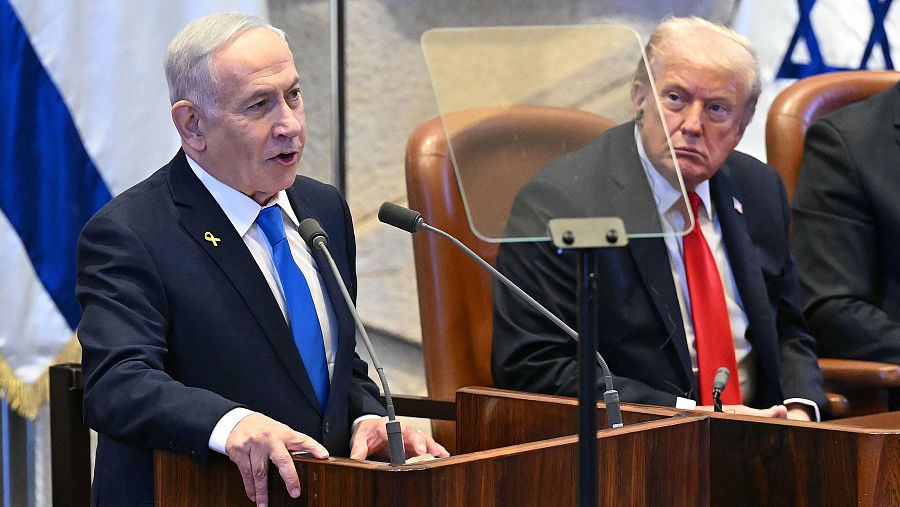 Netanyahu y Trump en el Parlamento israelí
