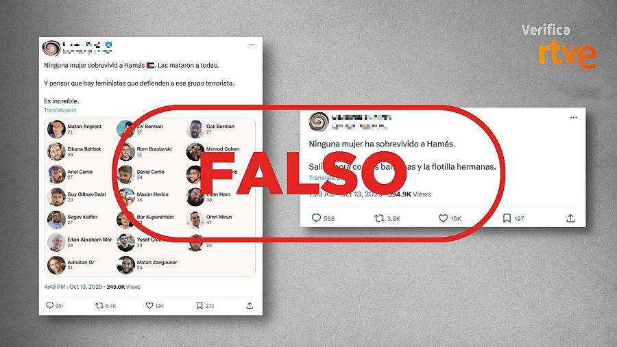 Mensajes que difunden la falsa idea de que no se ha liberado ninguna mujer rehén