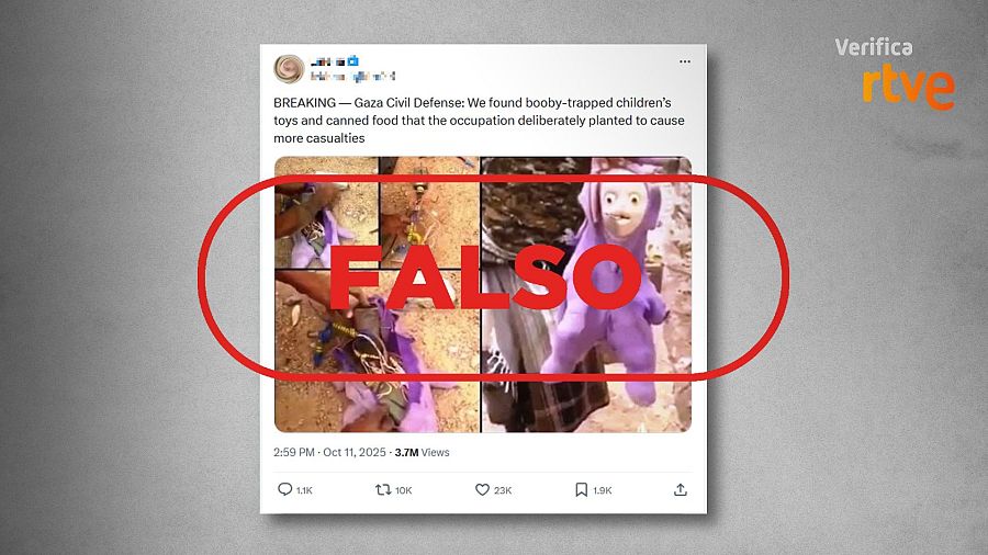 Mensaje que difunde una foto registrada en Yemen en 2018 como si fuera Gaza en la actualidad