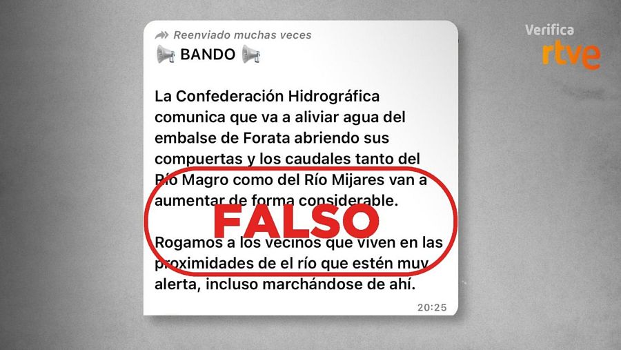 Mensaje falso atribuido a la Confederación HIdrográfica del Júcar