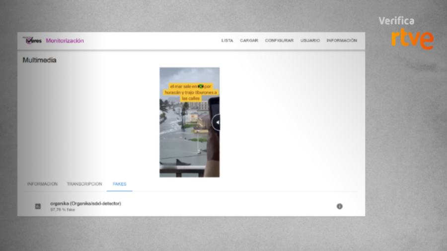 Resultado de la herramienta de IVERES al analizar la grabación de redes sociales