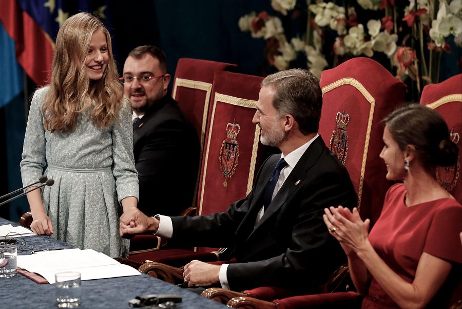 Leonor cumple 20 años: la princesa Leonor, junto sus padres, en la entrega de los Premios Princesa de Asturias en 2019