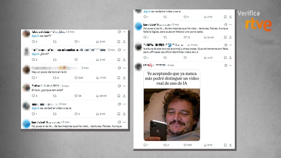Comentarios a la publicación de usuarios que dudan sobre la autenticidad del vídeo