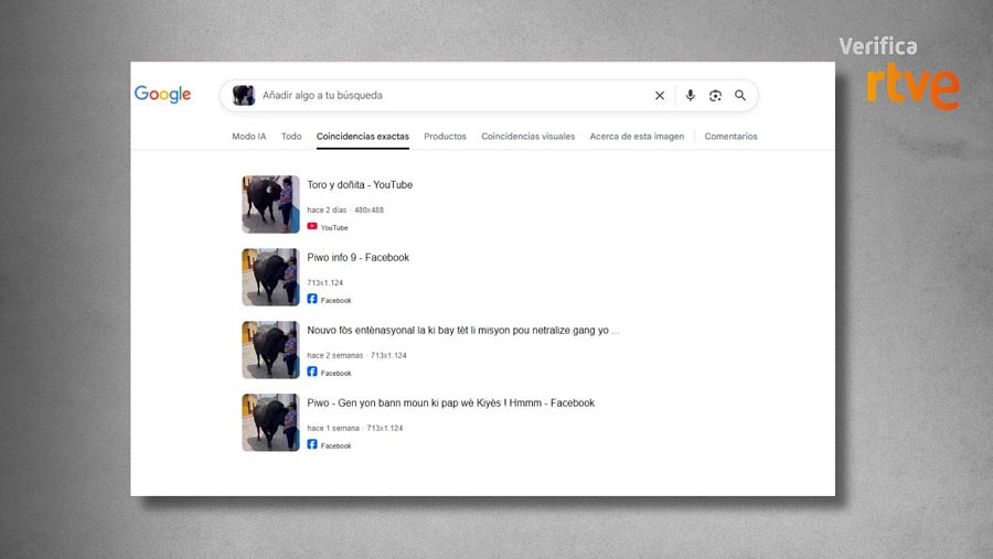 Resultado de una búsqueda inversa en Google sobre este vídeo
