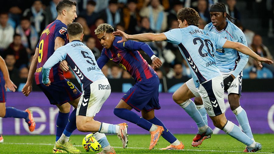 Lamine Yamal en el último partido de Liga ante el Celta.