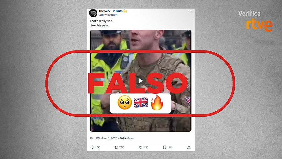 Mensaje que difunde una grabación de IA de un militar como si fuese real