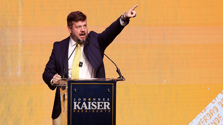 El candidato presidencial del Partido Nacional Libertario de Chile, Johannes Kaiser