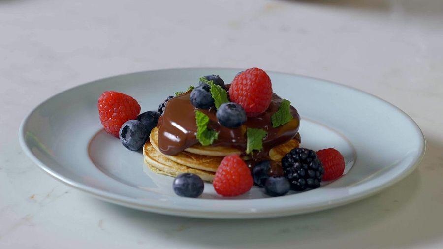 Pancakes de plàtan amb xocolata