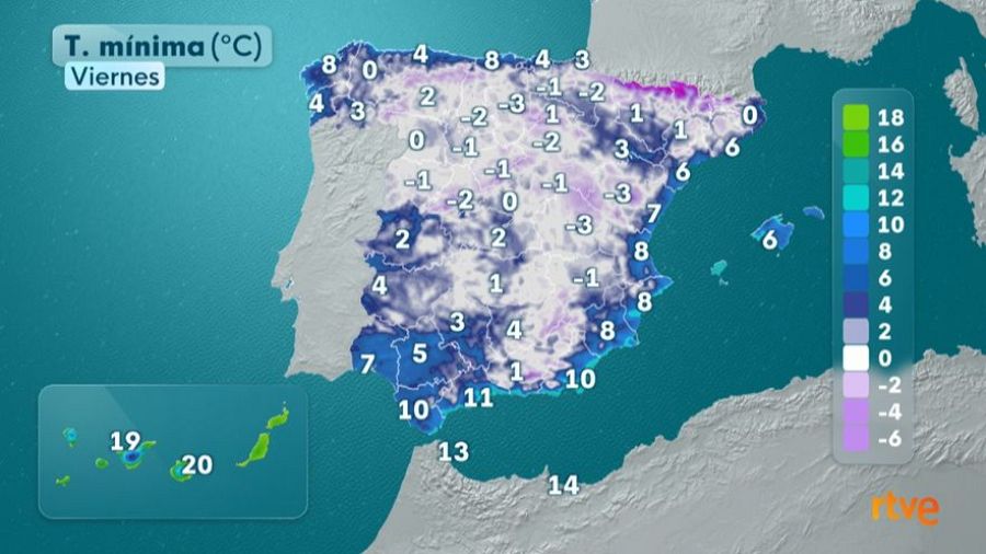 Temperaturas mínimas previstas el viernes 21 de noviembre