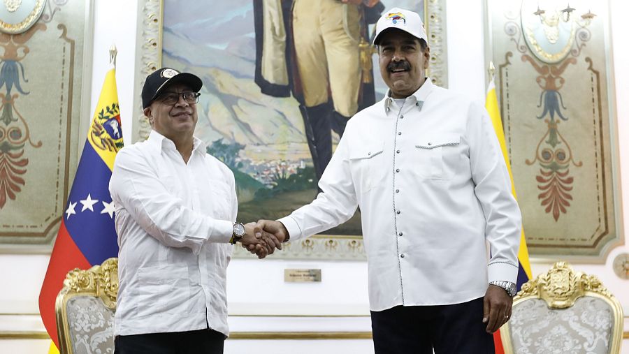El presidente venezolano, Nicolás Maduro y el de Colombia, Gustavo Petro, en una reunión en Caracas en abril de 2024