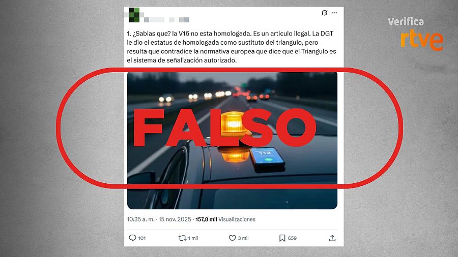 Mensaje que difunde la falsa idea de que la V16 contradice la normativa europea