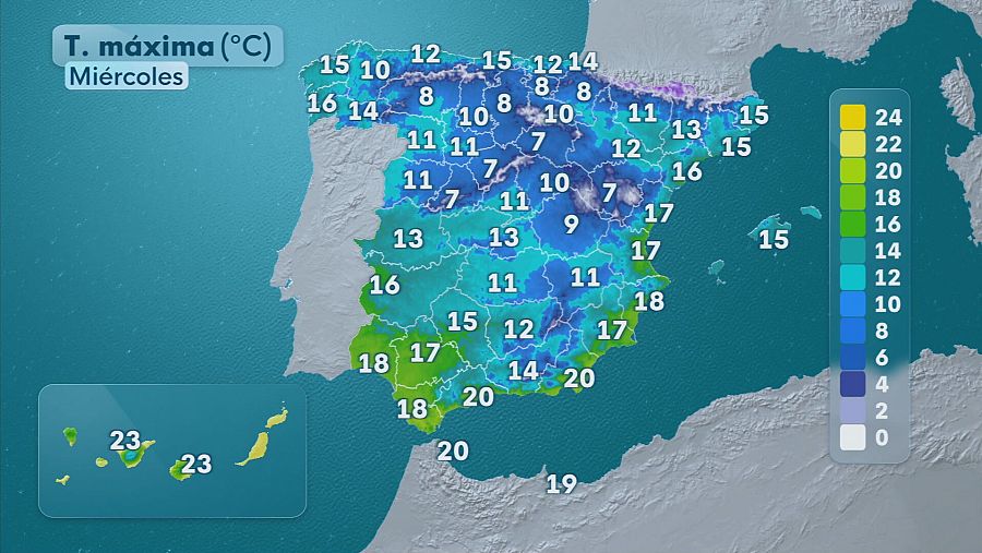El tiempo el miércoles 26 de noviembre