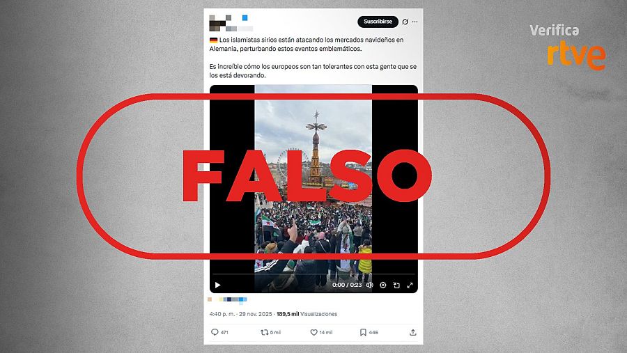 Vídeo de las celebraciones por la caída de Al Asad que presentan como un ataque a un mercado navideño