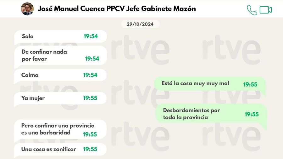 WhatsApp de Salomé Pradas al jefe de gabinete de Carlos Mazón diciéndole que 