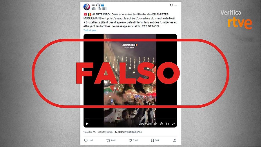 Mensaje que difunde la falsa idea de que el vídeo muestra una manifestación contra la Navidad