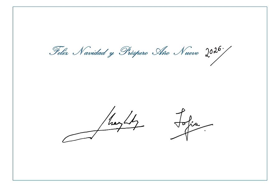 Felicitación de Navidad 2025 firmada por los reyes eméritos Juan Carlos y Sofía