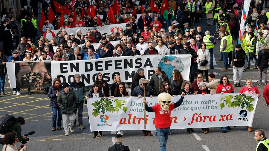 Miles de personas protestan en Santiago contra Altri
