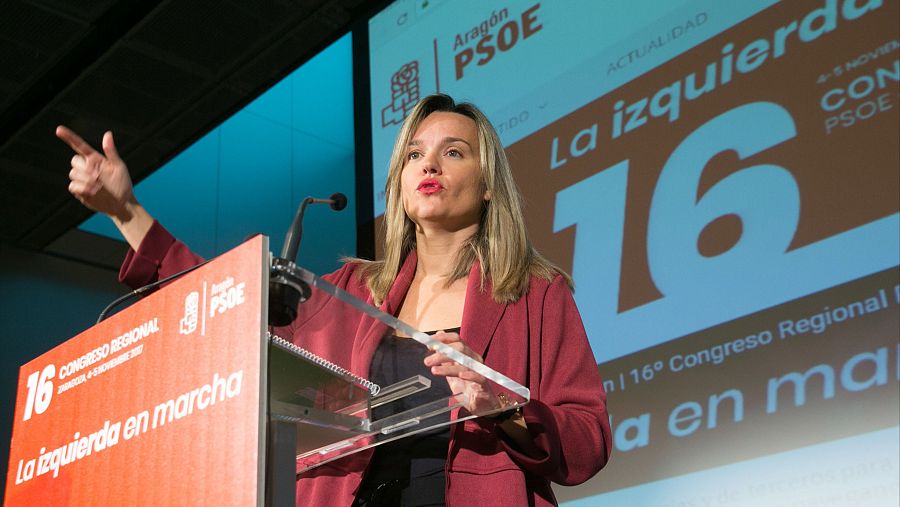 Pilar Alegría, entonces consejera del Gobierno de Aragón y secretaria de Organización del PSOE regional (2017)