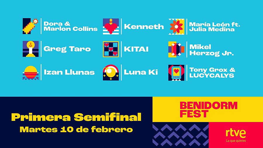 Listado de artistas en la primera semifinal del Benidorm Fest 2026.