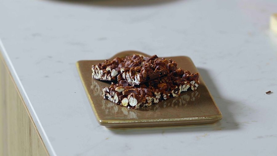 Barretes de crispetes amb xocolata