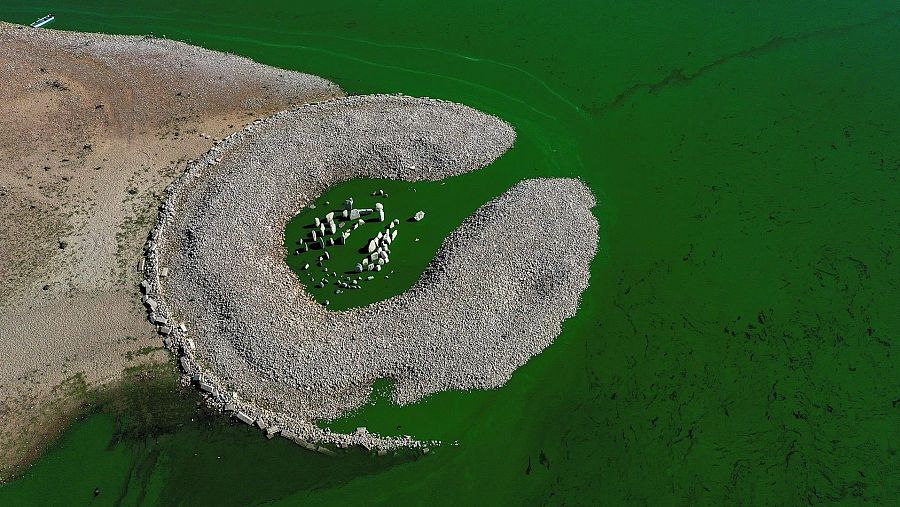Vista aérea del Dolmen de Guadalperal, conocido como el Stonehenge español, en El Gordo, Cáceres.
