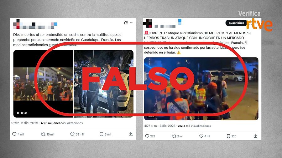 Mensajes que difunden la falsa idea de que el vídeo muestra un ataque al cristianismo con 10 muertos
