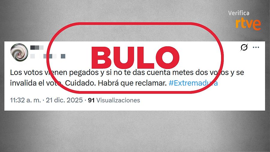 Mensaje que difunde el bulo de que dos papeletas de la misma candidatura en un sobre implica voto nulo