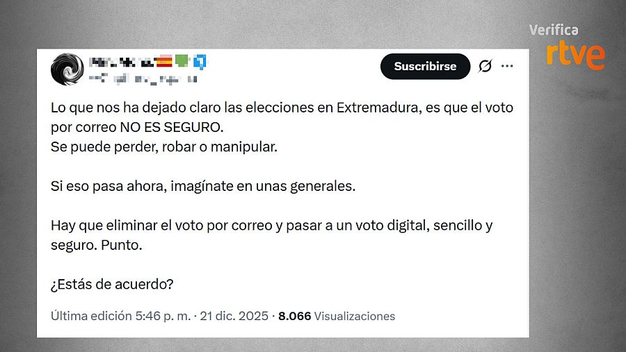 Mensaje que siembra dudas sobre la seguridad del voto por correo