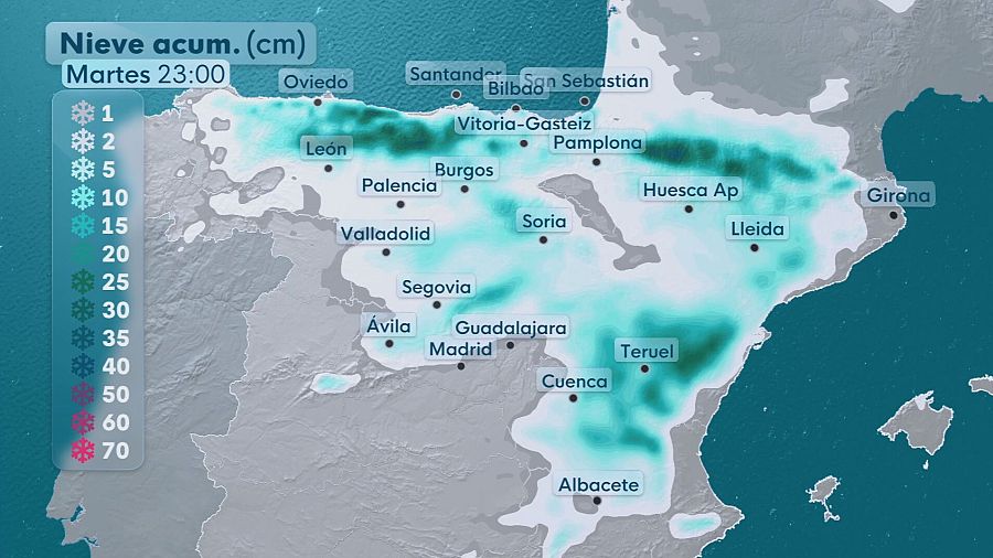 La nieve podría caer en todas estas zonas hasta el próximo día 6