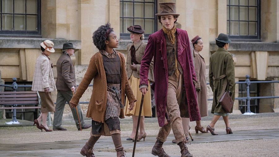 Timothée Chalamet y Calah Lane en 'Wonka'