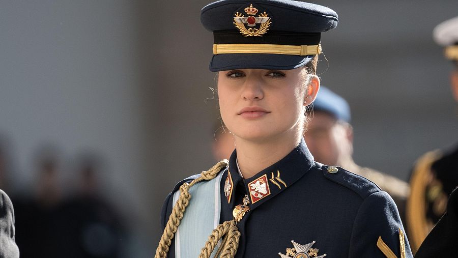 La princesa Leonor, durante la Pascua Militar, en el Palacio Real. Es el tercer año consecutivo que participa en este acto.