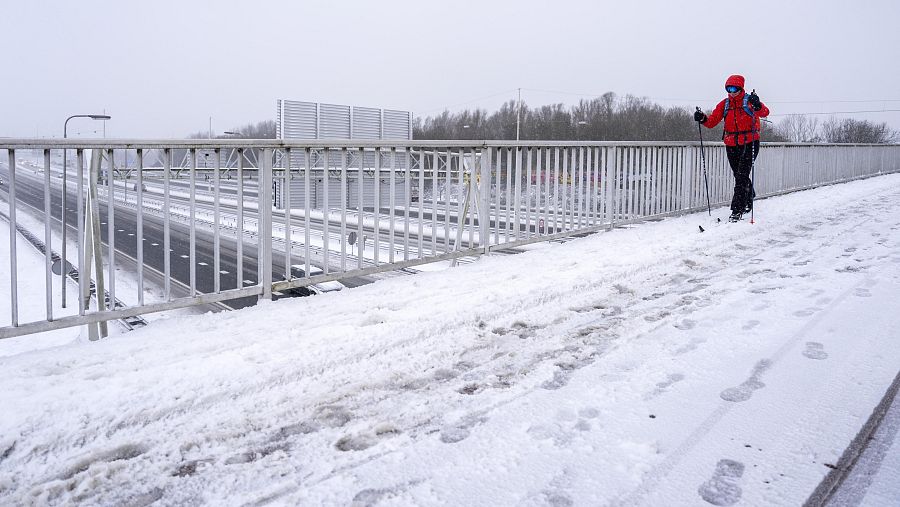 Temporal de viento y nieve en Europa occidental.